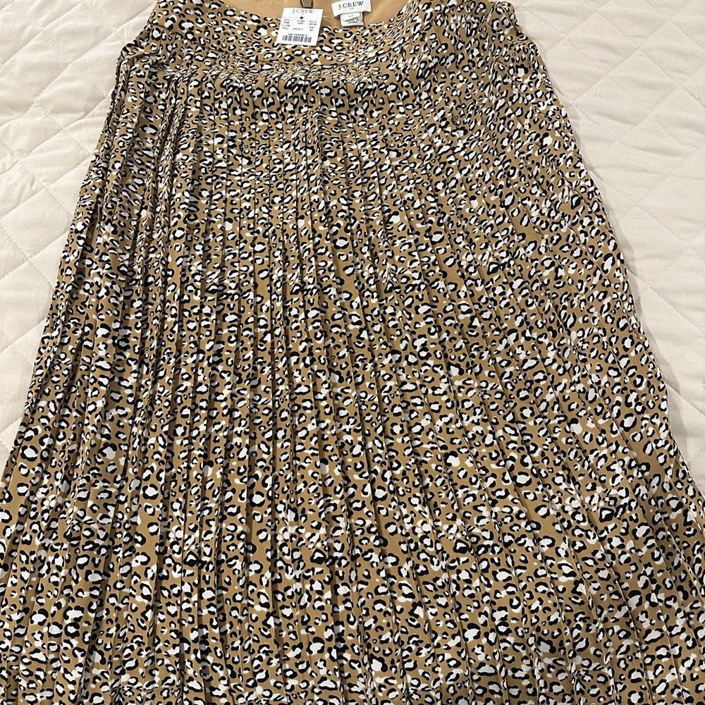 BNWT J Crew Long Midi Leopard Print Pleated Skirt